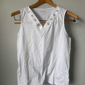 Coral Bay white tank with V-neck grommets
